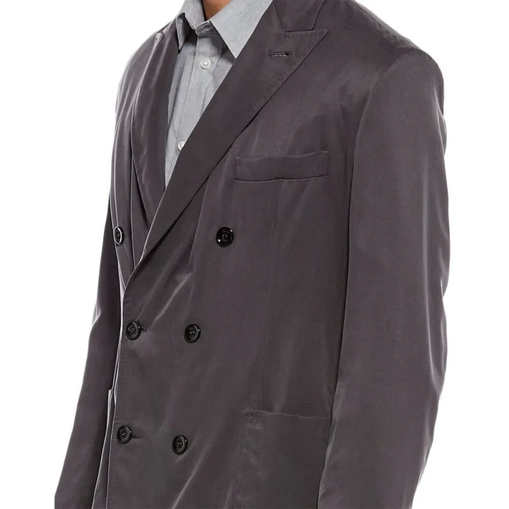 Brioni Mens Deconstructed Double Breasted Blazer, Grey
